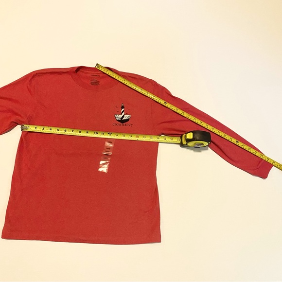 NEW! CROWN & IVY OUTER BANKS NC BEACH LIGHTHOUSE SUNSET RED LONG SLEEVE TEE SZ L - Picture 6 of 8